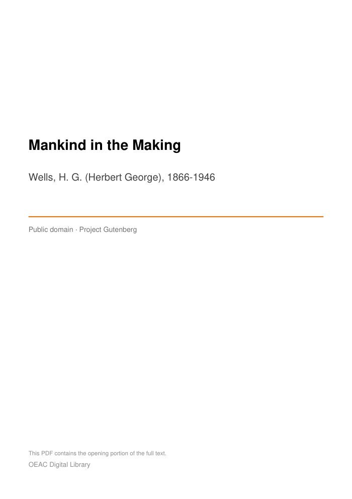 Mankind in the Making cover