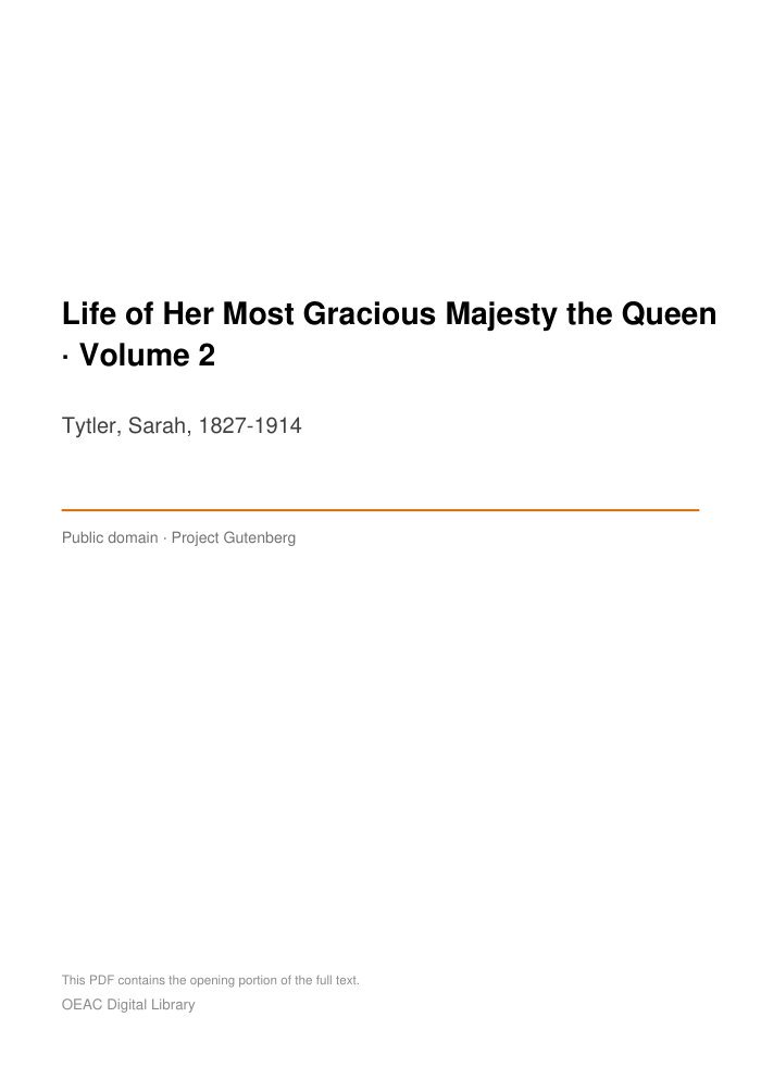 Life of Her Most Gracious Majesty the Queen — Volume 2 — cover