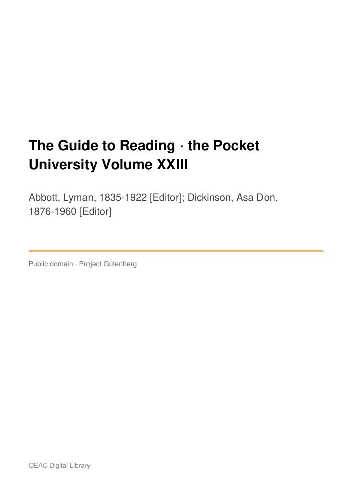 The Guide to Reading — the Pocket University Volume XXIII — cover