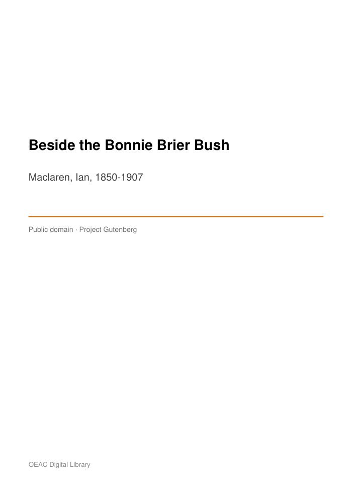 Beside the Bonnie Brier Bush — cover