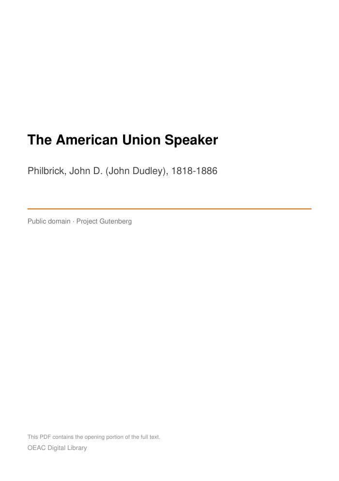 The American Union Speaker — cover
