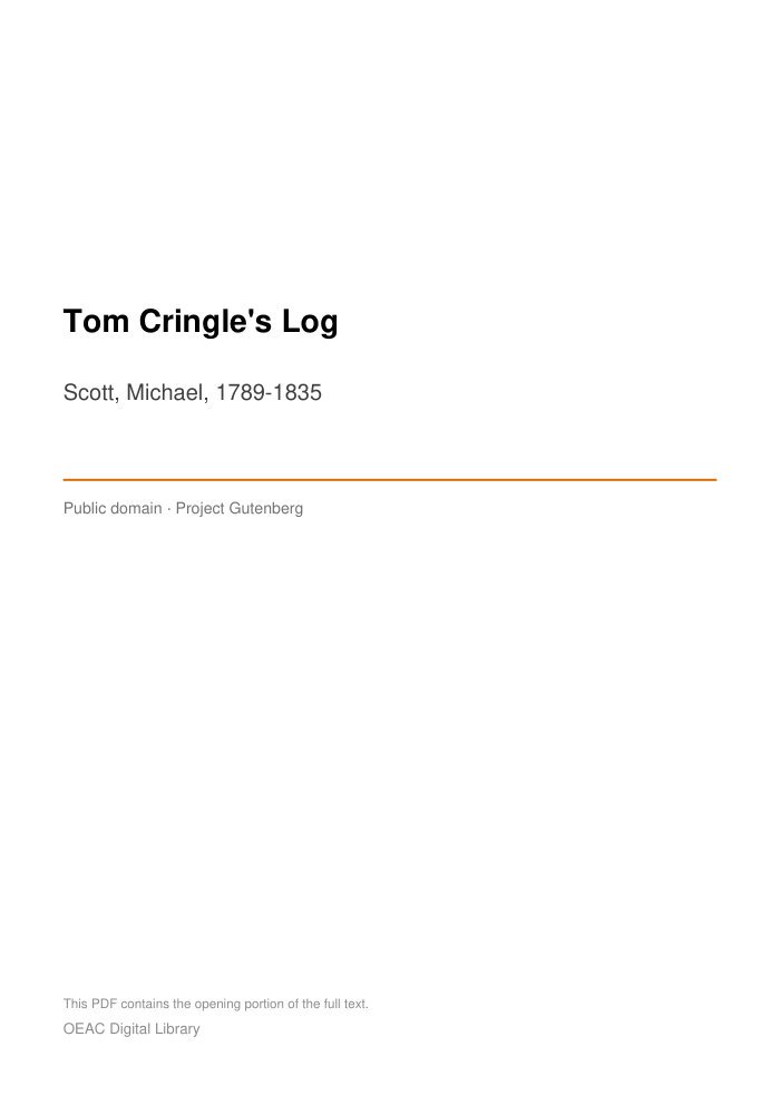 Tom Cringle's Log cover