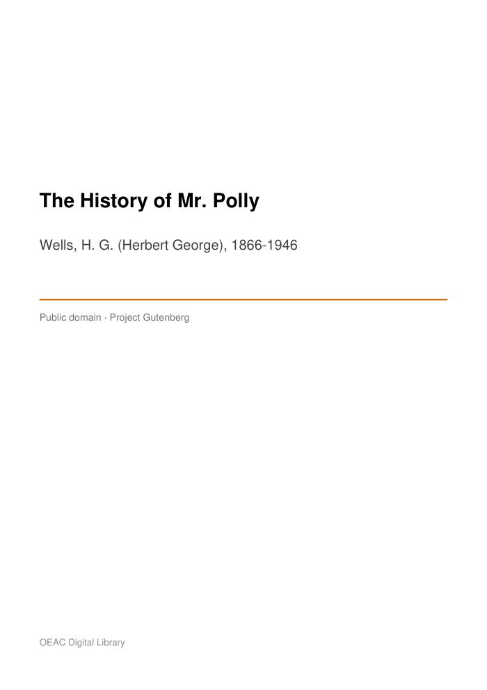 The History of Mr. Polly cover