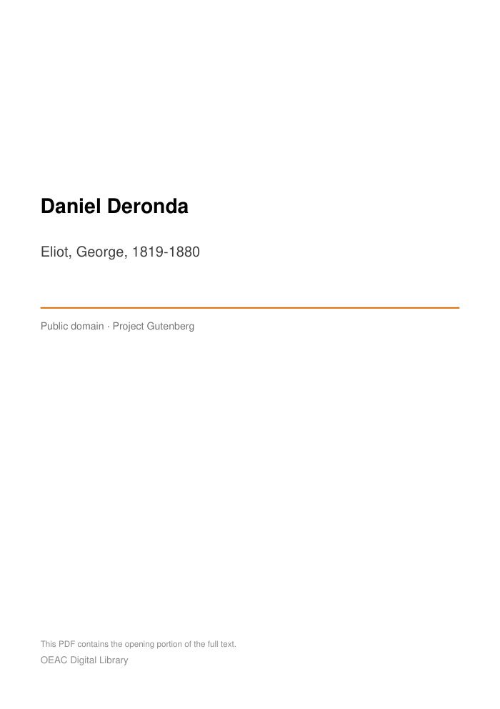 Daniel Deronda — cover