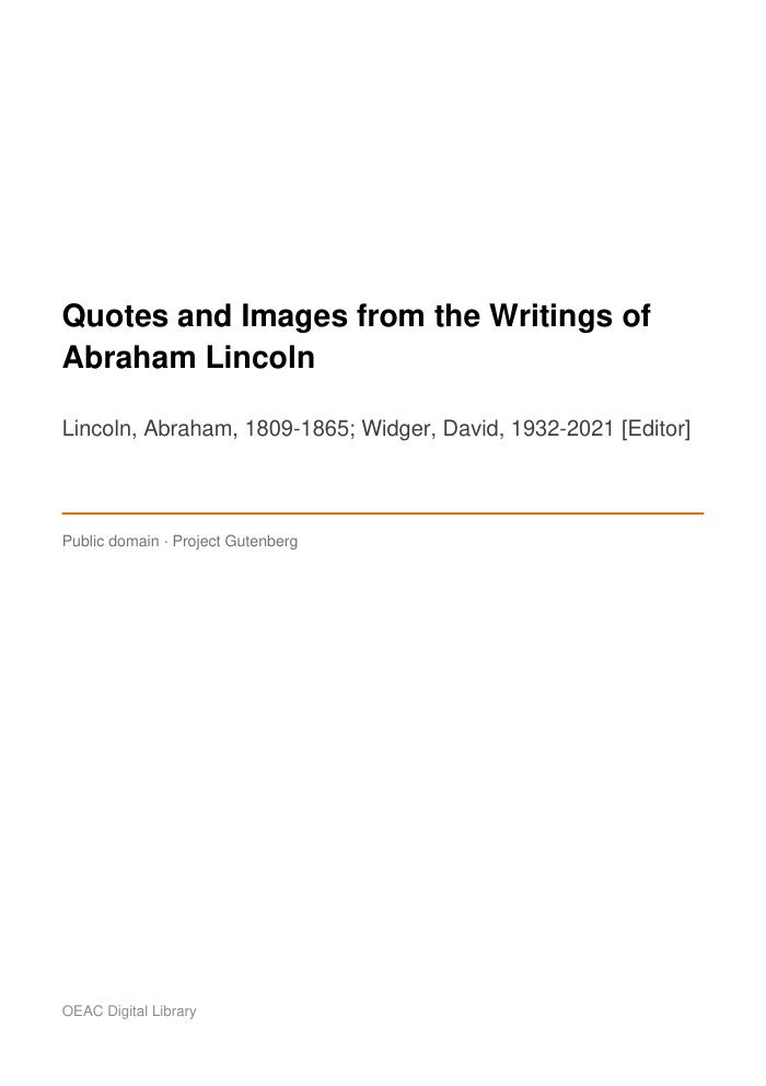 Quotes and Images from the Writings of Abraham Lincoln cover