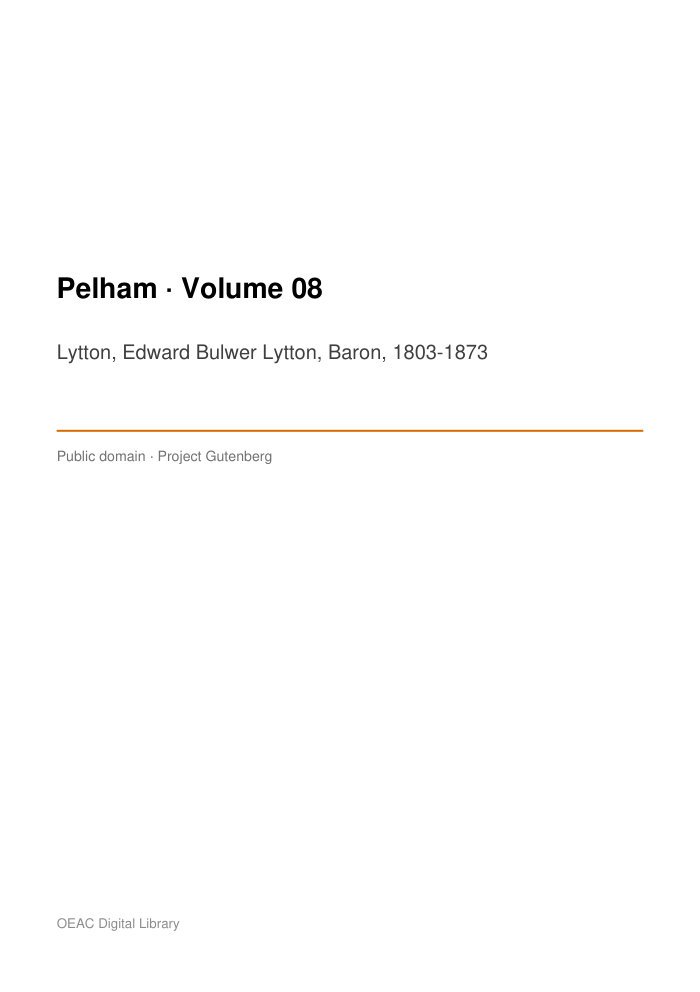 Pelham — Volume 08 cover