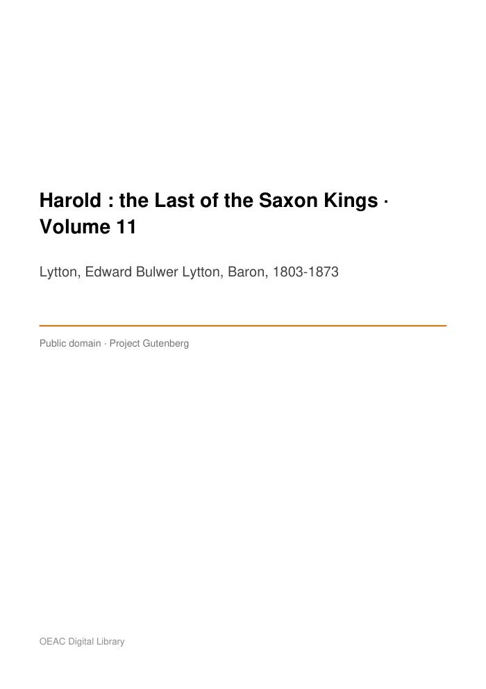 Harold : the Last of the Saxon Kings — Volume 11 cover