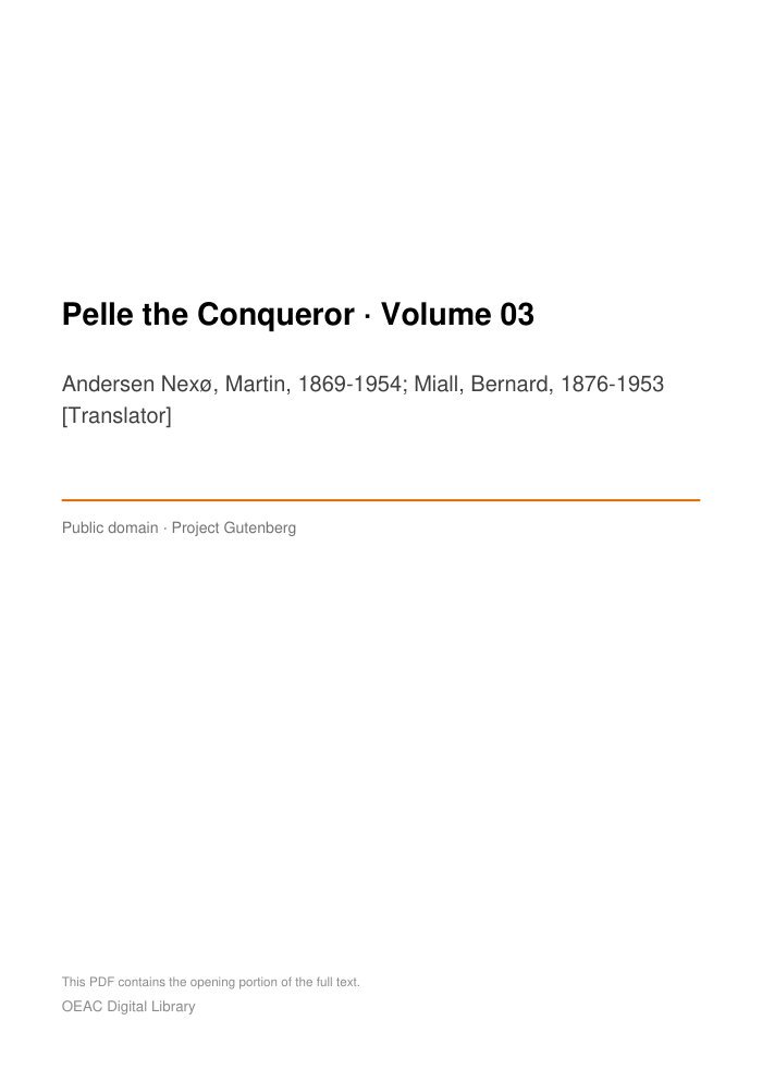 Pelle the Conqueror — Volume 03 — cover