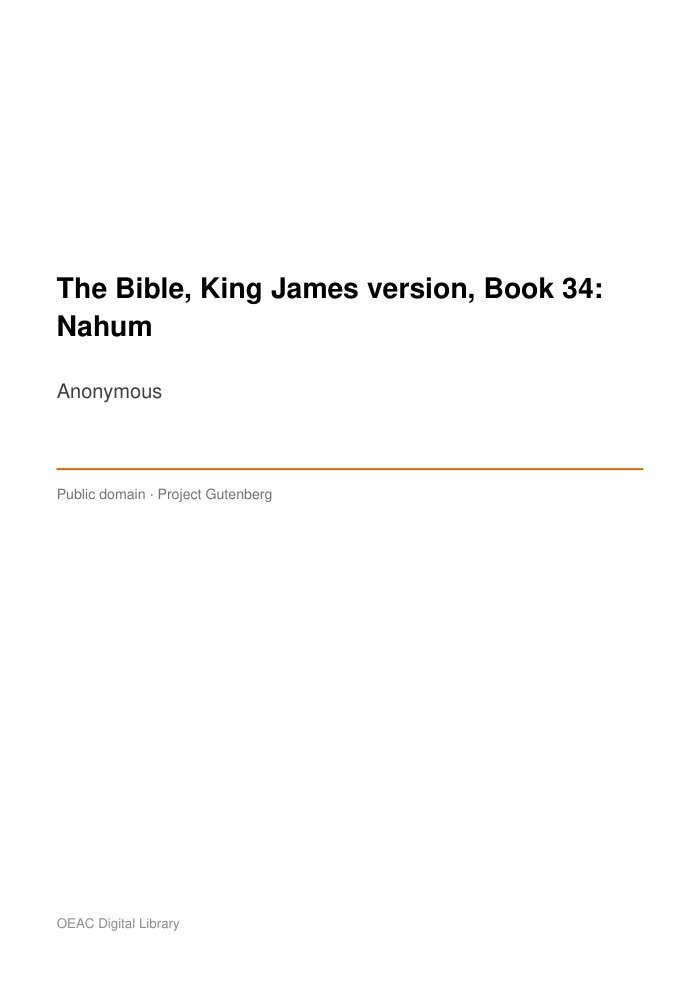 The Bible, King James version, Book 34: Nahum cover