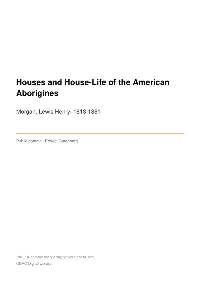 Houses and House-Life of the American Aborigines cover