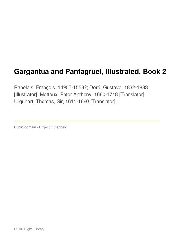 Gargantua and Pantagruel, Illustrated, Book 2 — cover