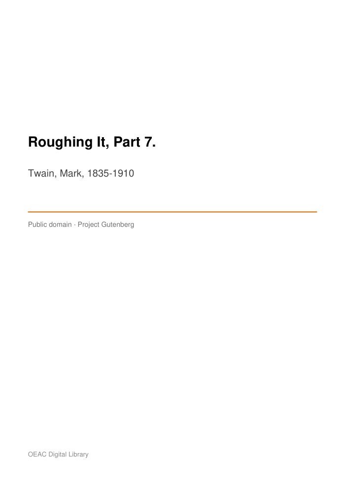 Roughing It, Part 7. cover