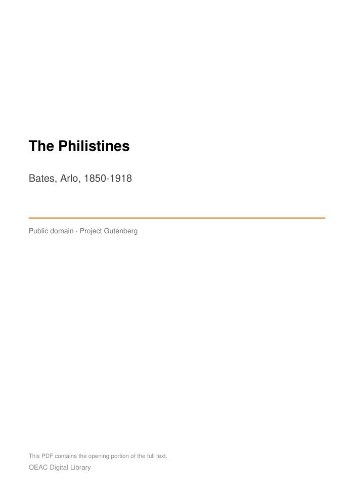 The Philistines — cover