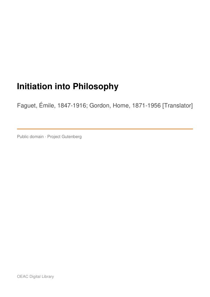 Initiation into Philosophy — cover
