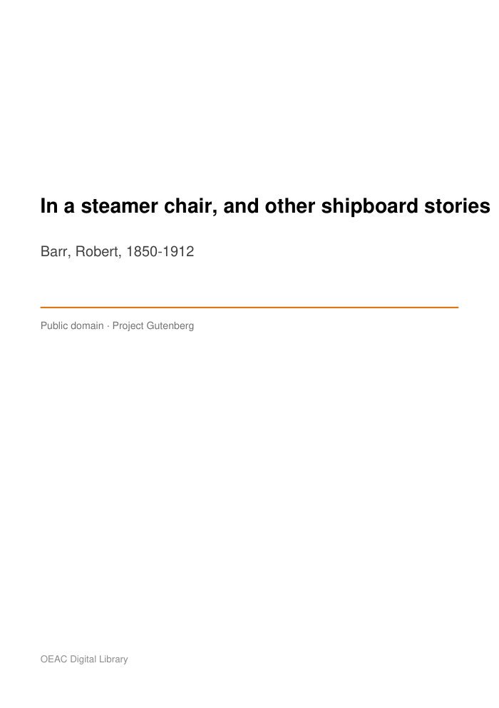 In a steamer chair, and other shipboard stories — cover