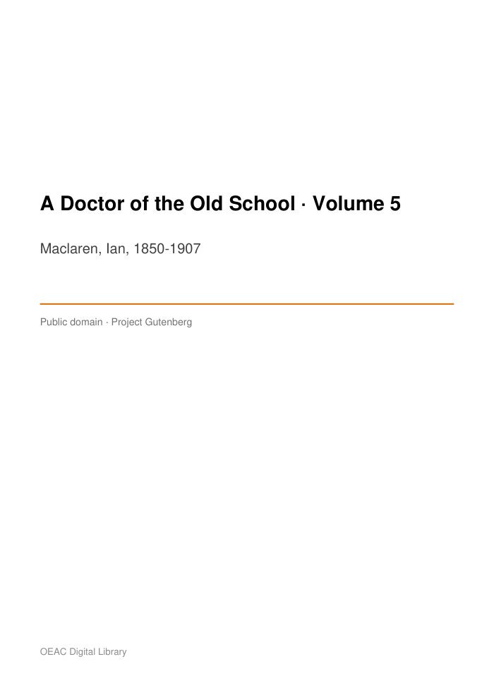 A Doctor of the Old School — Volume 5 — cover