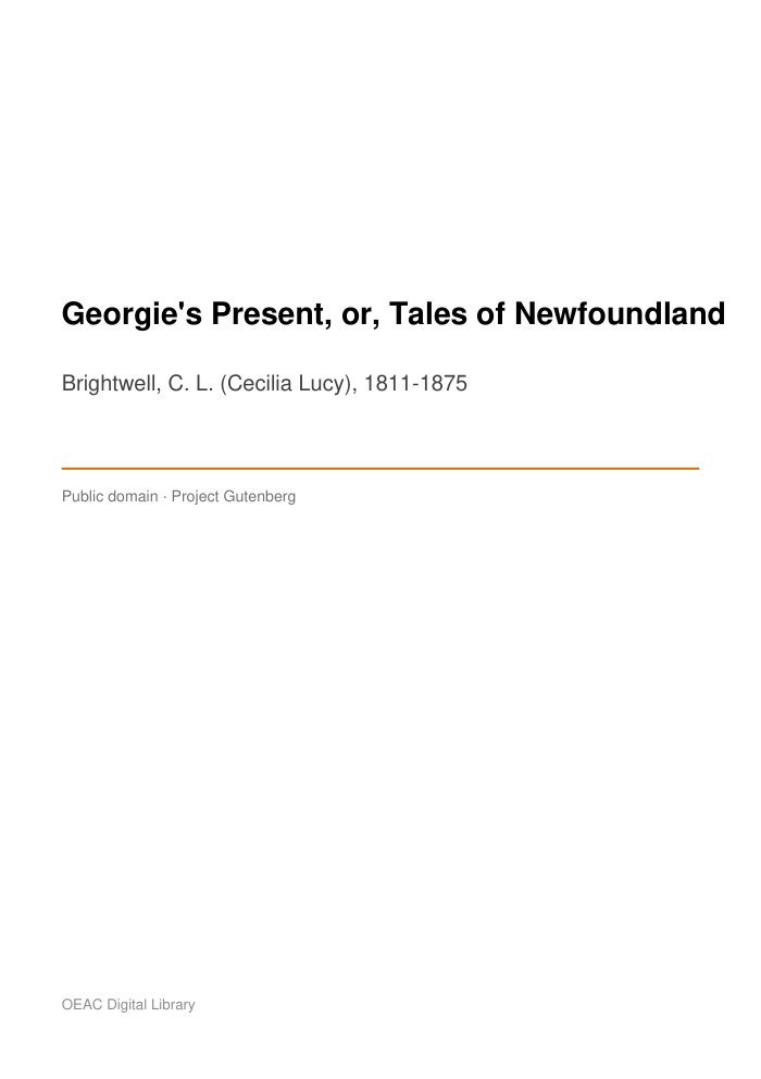 Georgie's Present, or, Tales of Newfoundland cover