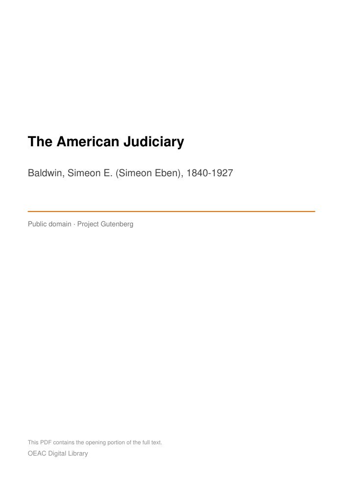 The American Judiciary cover