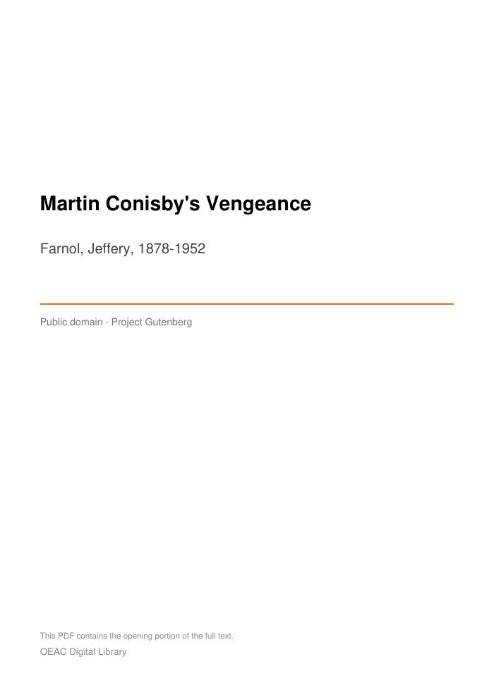Martin Conisby's Vengeance — cover