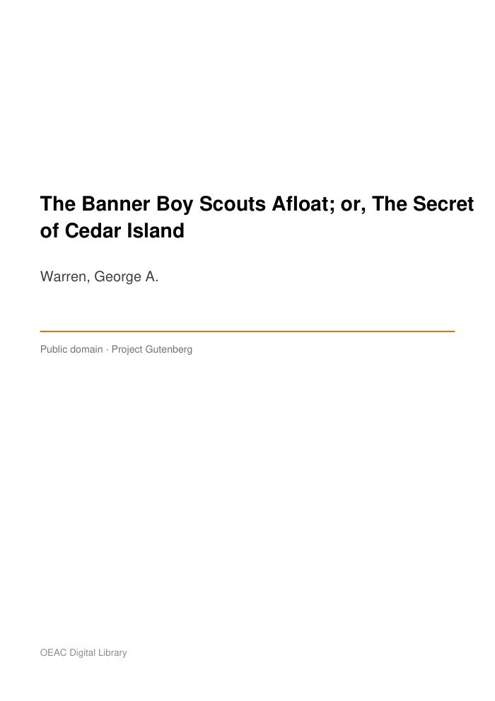 The Banner Boy Scouts Afloat; or, The Secret of Cedar Island cover