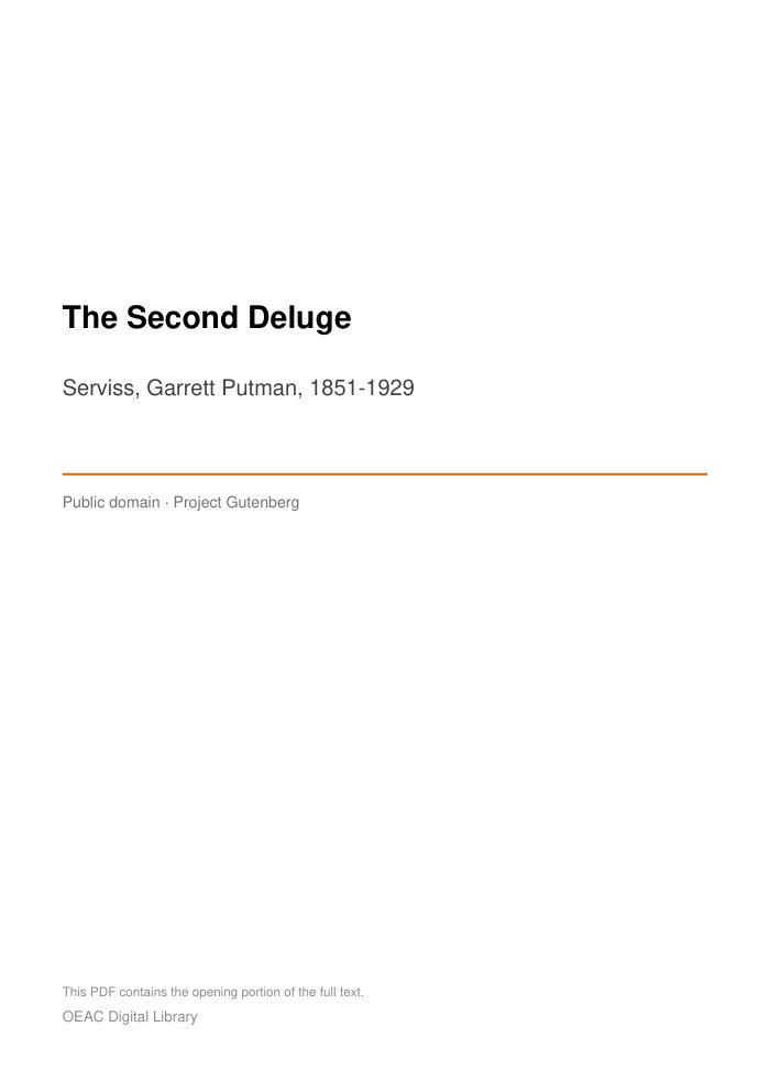 The Second Deluge — cover