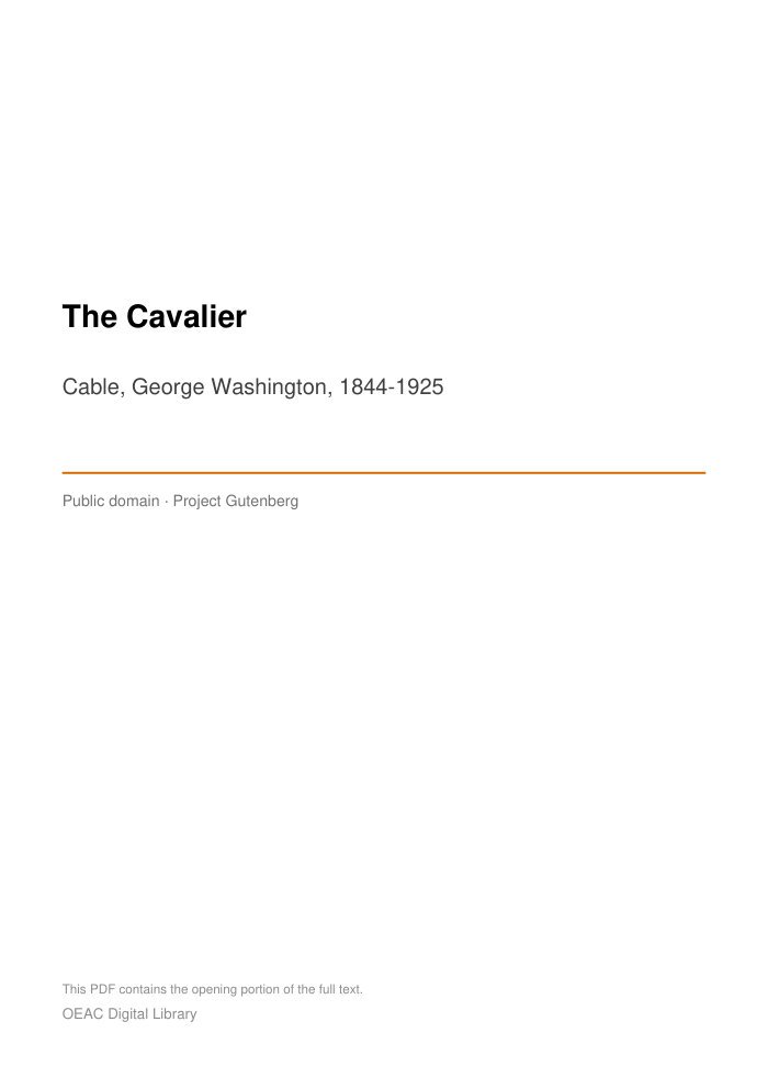 The Cavalier — cover