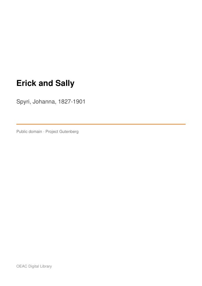 Erick and Sally — cover