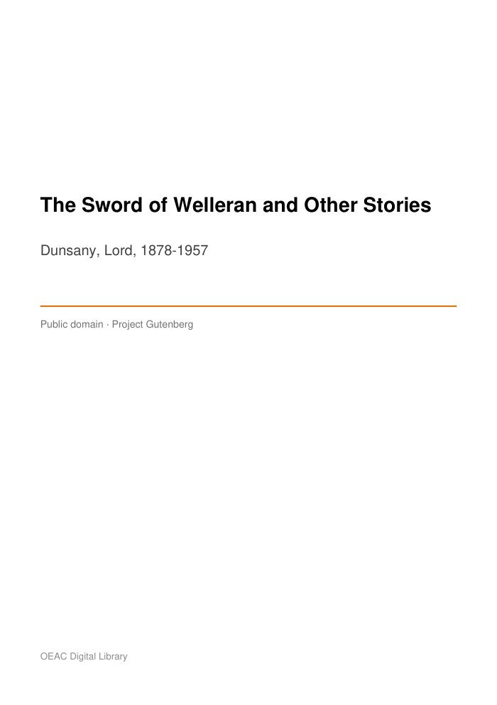 The Sword of Welleran and Other Stories — cover