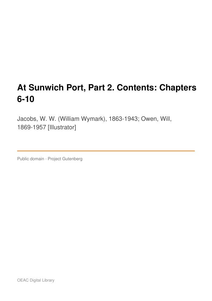 At Sunwich Port, Part 2. Contents: Chapters 6-10 cover