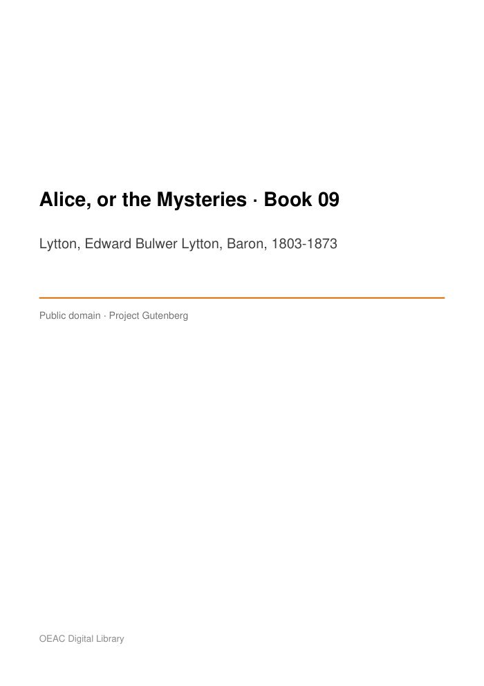Alice, or the Mysteries — Book 09 cover