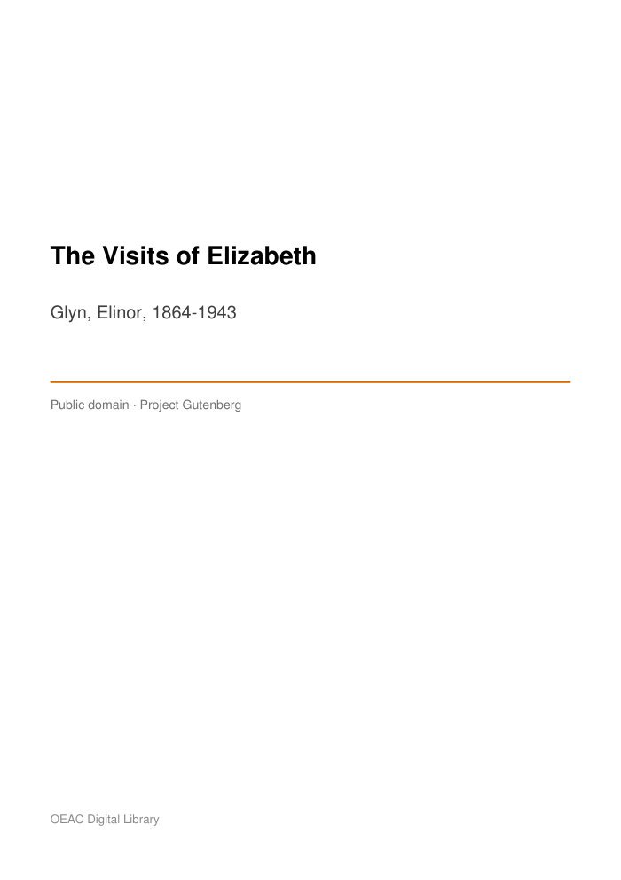 The Visits of Elizabeth — cover