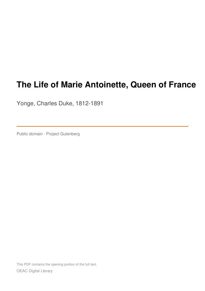 The Life of Marie Antoinette, Queen of France cover