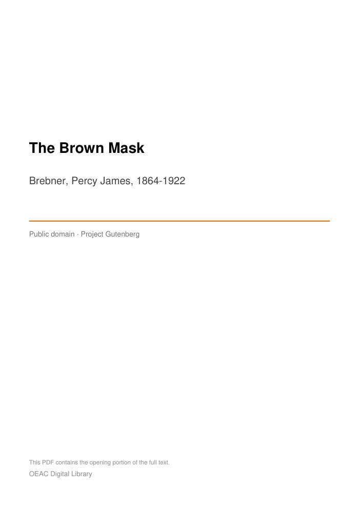 The Brown Mask cover