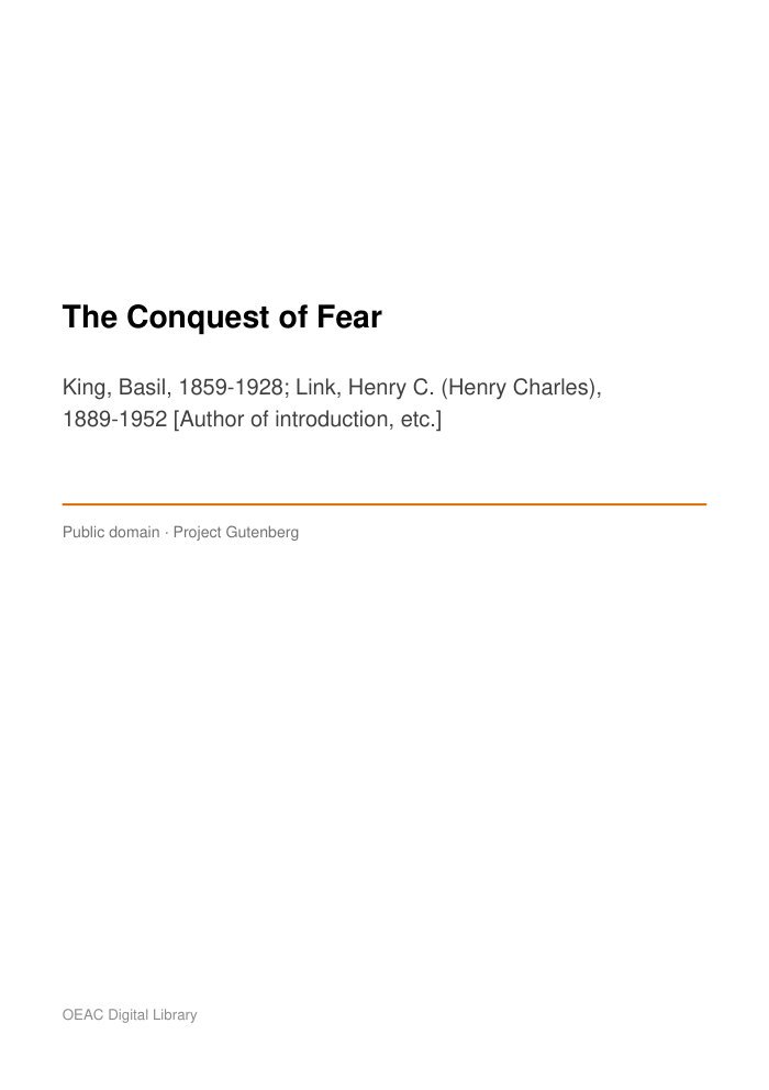 The Conquest of Fear cover