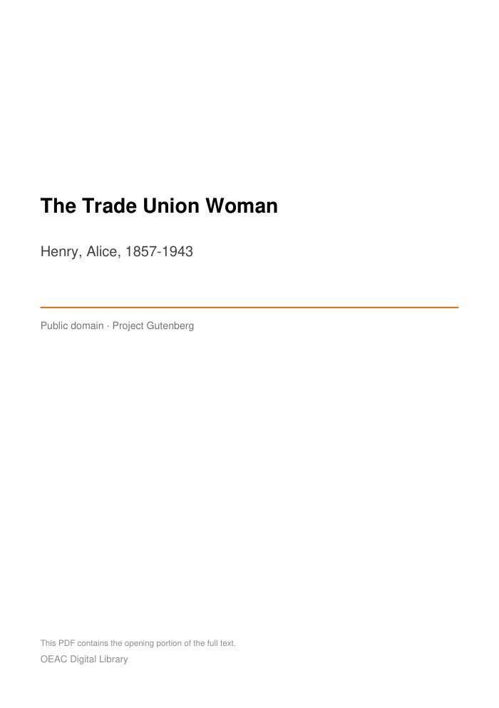 The Trade Union Woman cover