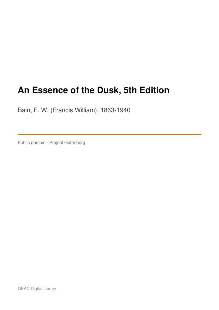 An Essence of the Dusk, 5th Edition cover