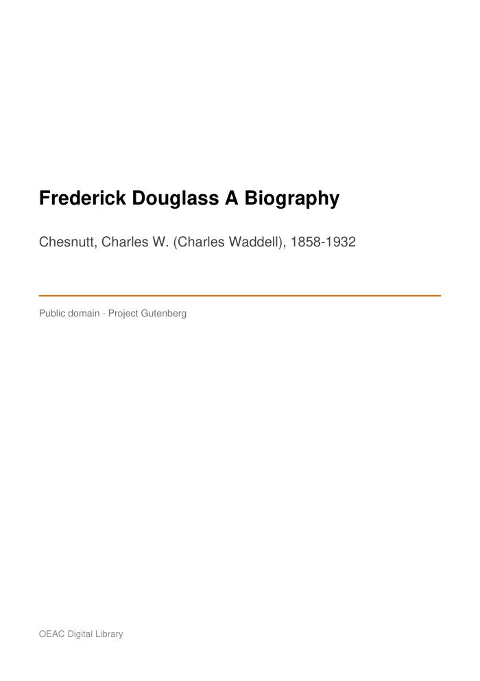 Frederick Douglass A Biography cover