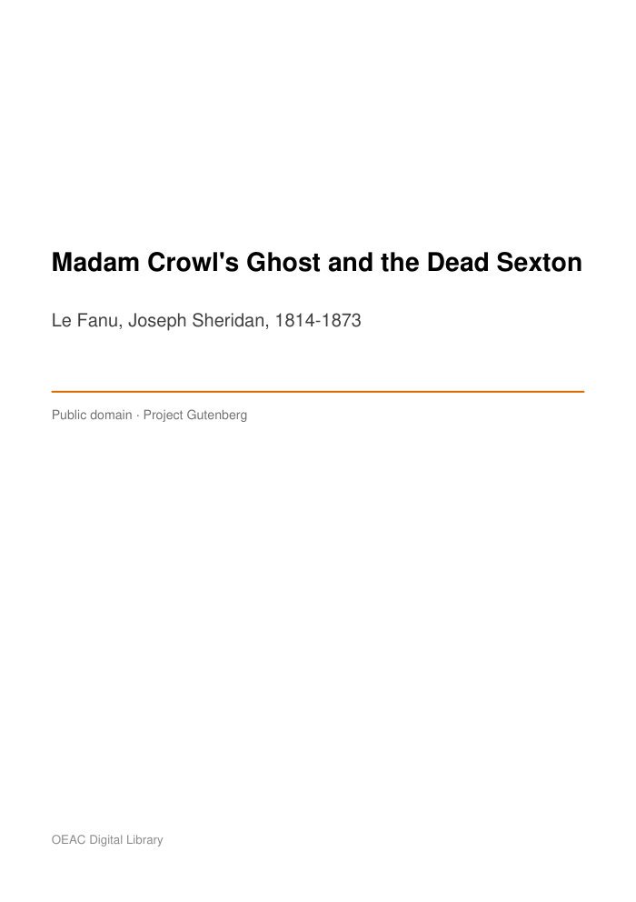 Madam Crowl's Ghost and the Dead Sexton cover