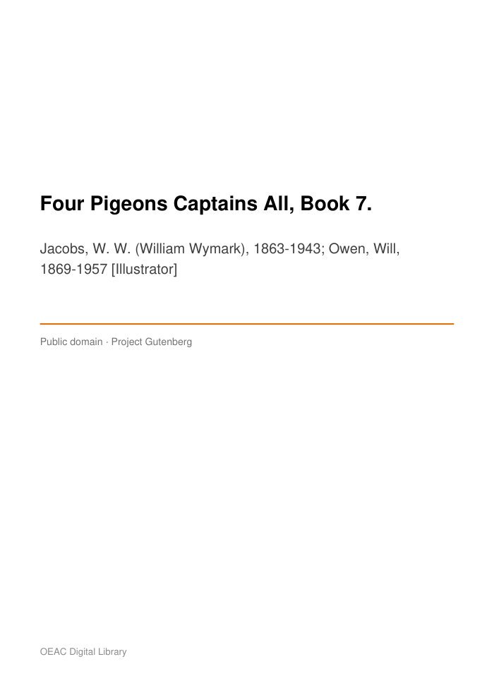 Four Pigeons Captains All, Book 7. — cover