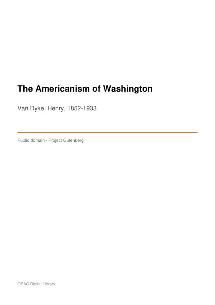 The Americanism of Washington — cover