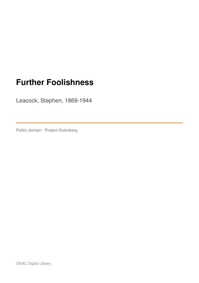 Further Foolishness cover