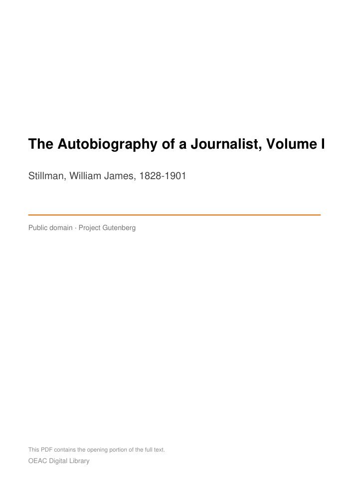 The Autobiography of a Journalist, Volume I cover