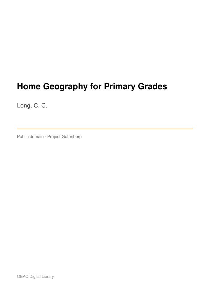 Home Geography for Primary Grades cover