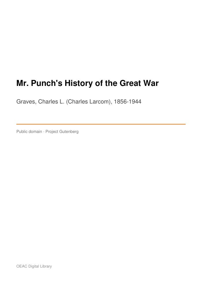 Mr. Punch's History of the Great War cover