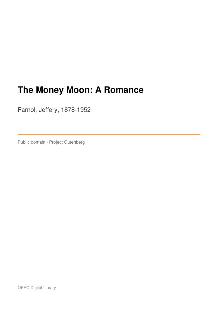 The Money Moon: A Romance — cover
