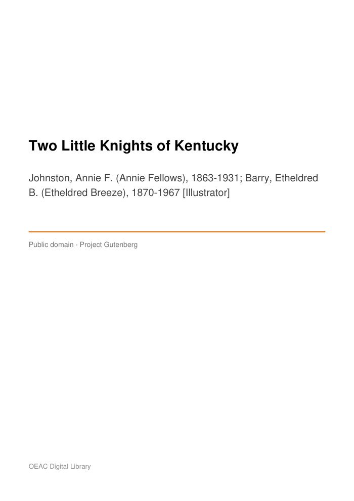 Two Little Knights of Kentucky cover