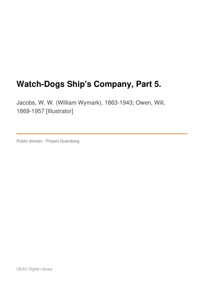 Watch-Dogs Ship's Company, Part 5. — cover