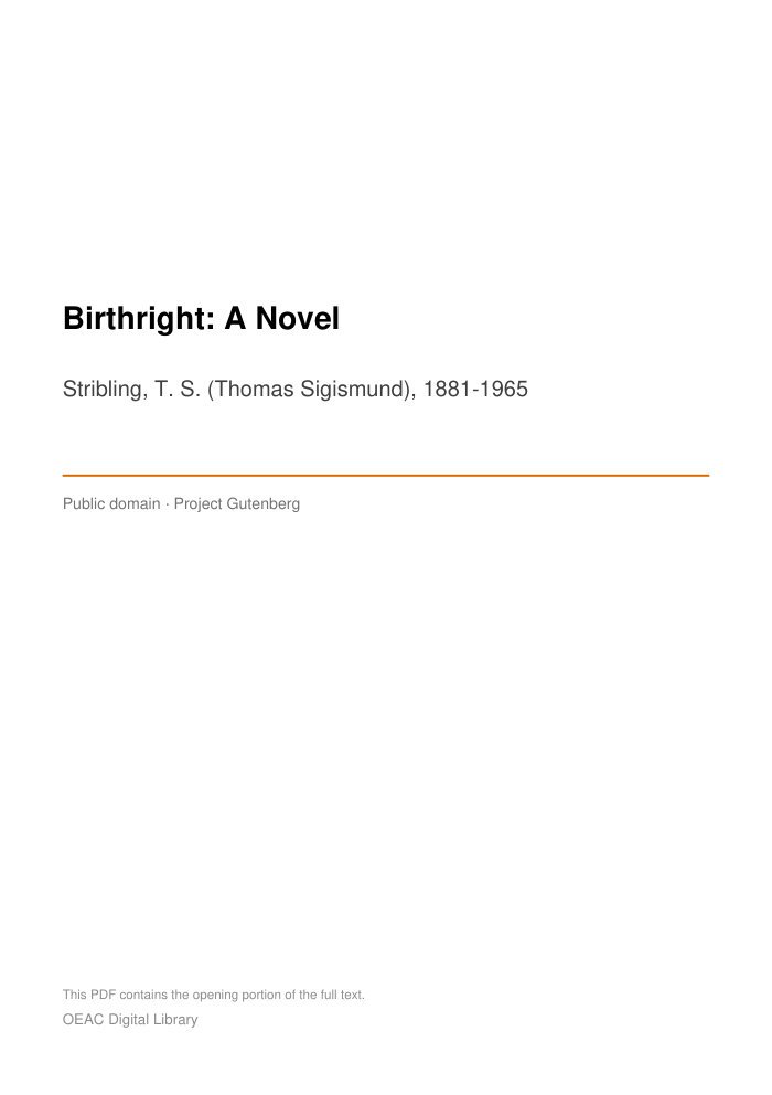 Birthright: A Novel cover