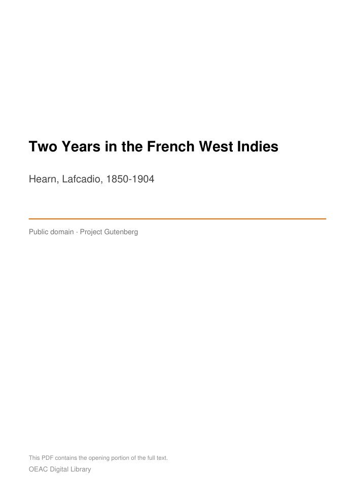 Two Years in the French West Indies — cover