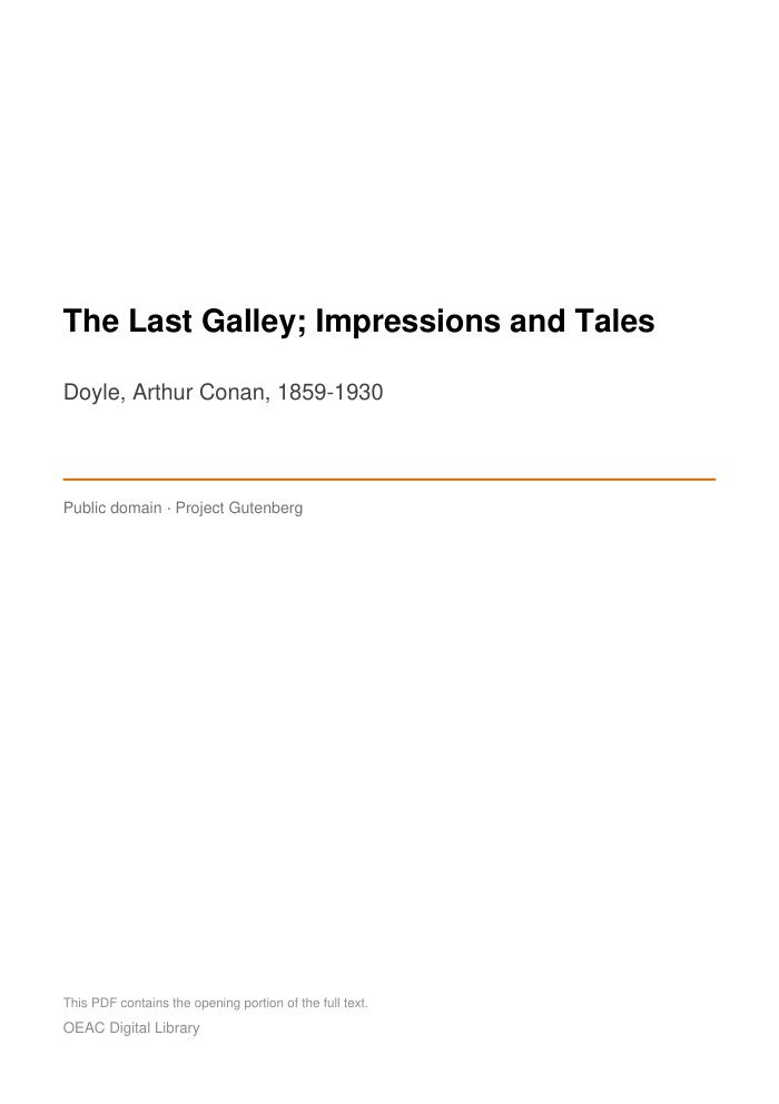 The Last Galley; Impressions and Tales — cover
